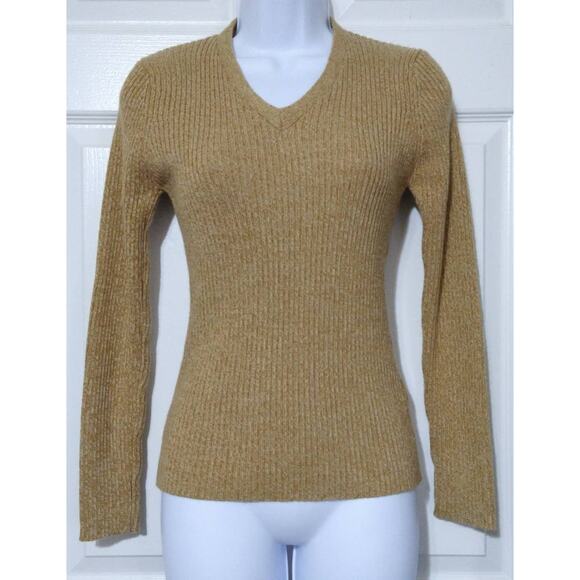 G2000 Womens Wool Blend Golden Tan V-Neck Knit Sweater Size 7 - Picture 9 of 9